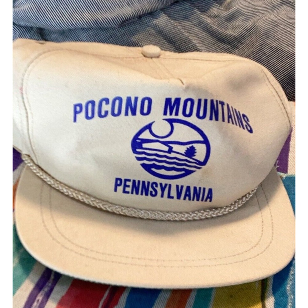 Vintage Pocono Mountains Hat San Sun 80s 90s Trucker Cap Pennsylvania H19